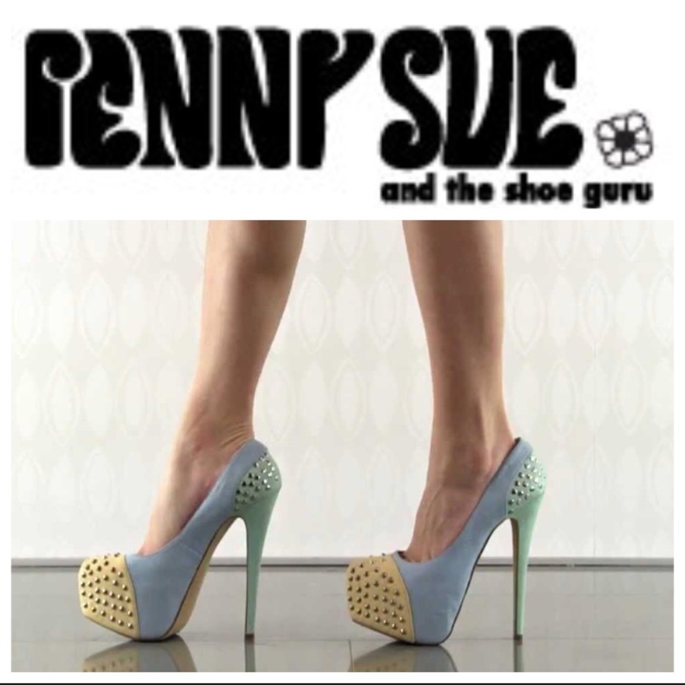 Penny Sue | Blue Studded Stilettos the shoe guru